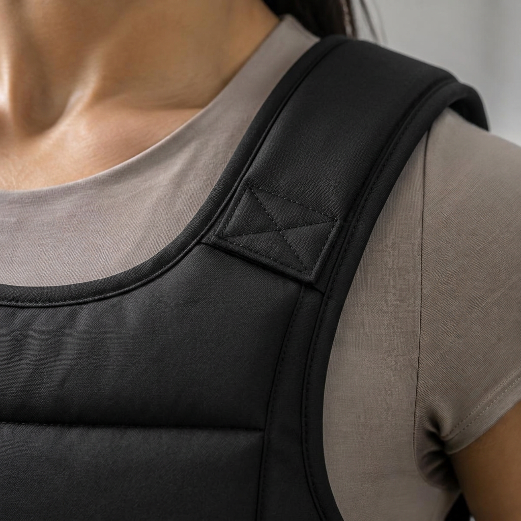 Close-up of the WALK 4 shoulder strap and adjuster